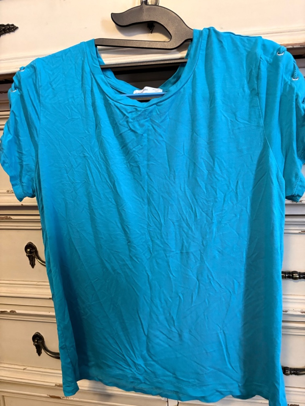 Bright Turquoise Short Sleeve Top L